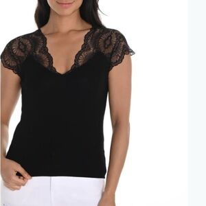 Frank Lyman Design Black Lace Detail Top